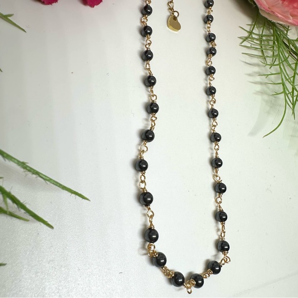 NEW⚜️Hematite Gemstone Beaded Hand Linked Necklace - Picture 2 of 5